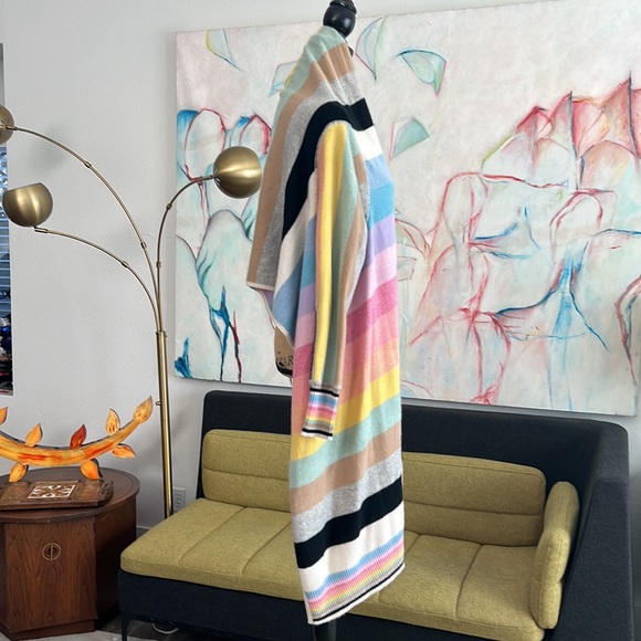 One Girl Who cashmere wrap sweater cardigan drape medium rainbow - Picture 4 of 13